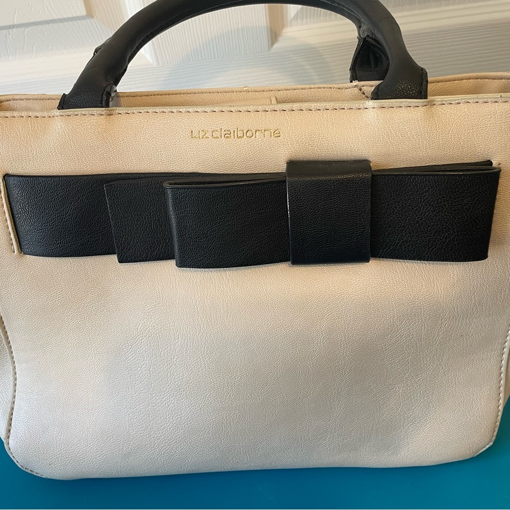 Liz Claiborne Ivory with Black Bow women’s Handbag Purse